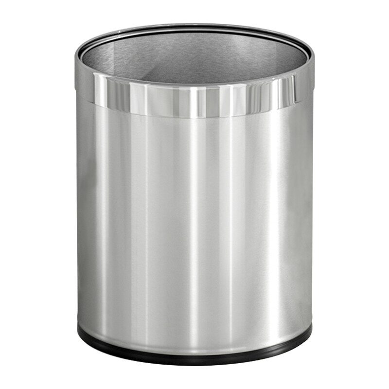 Kolding stainless steel trash can for home living room bedroom kitchen bathroom toilet hotel office large size without cover single layer -304 stainless steel-14L