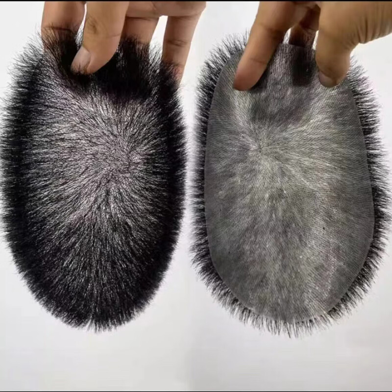 Soul special wig for men with short hair, handsome men's real hair wig, real hair wig piece on top of head, biological scalp, bald head wearable 14*19, natural black