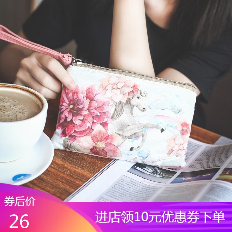 Baoya Mobile Coin Purse Women's Clutch Fabric Wallet Portable Storage Mask Bag Small Handbag Canvas Long Small Bag Light Green Lion Maggi