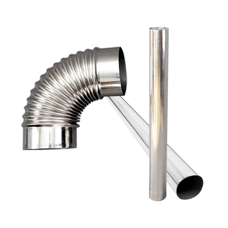 Dixin stainless steel exhaust pipe firewood stove return air stove chimney pipe chimney pipe baking stove heating stove accessories 0.5 meter stainless steel smoke pipe thickened version