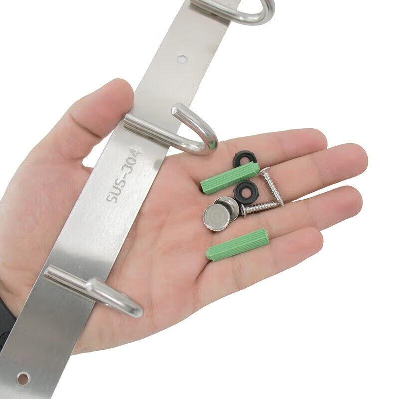 Jinguluo stainless steel hooks, bathroom coat rack row hooks, clothes wall hooks, kitchen bathroom towel hanging hooks behind the door, 8 hooks (595mm long)