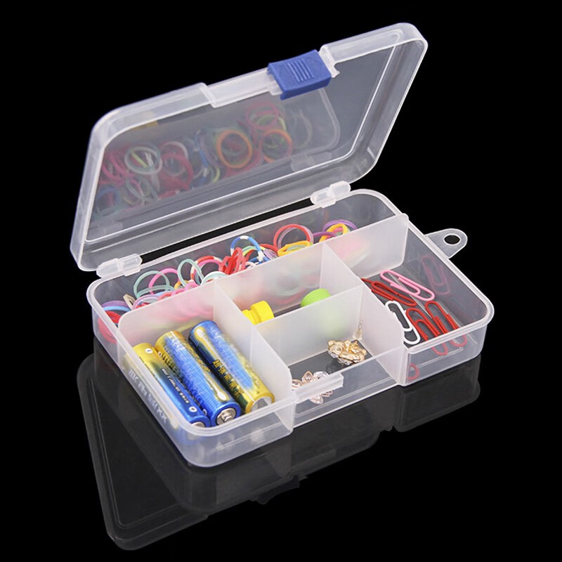 Wenstan W7631 (5 pieces) slide buckle 5-compartment parts box, transparent parts and debris sealed storage storage box, white (14.4*10*3.4)