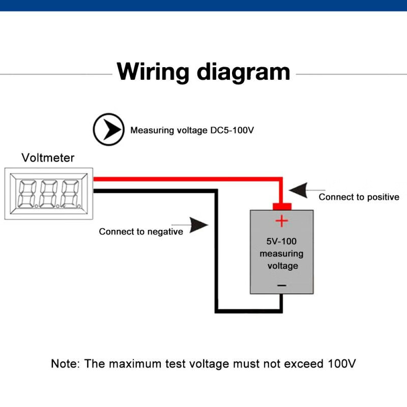 Ouhuayuan LED digital display circular two-wire voltmeter DC 4-100V DC digital voltmeter head display reverse connection protection
