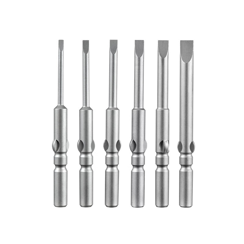 OIMG 5mm flat-head bit 801 electric screwdriver bit S2 steel high hardness electric bit screwdriver bit 2.0-5.0mm flat-head 6-piece set