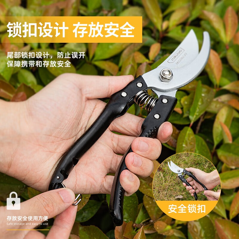 Deli pruning shears, professional fruit farmers, garden scissors, branch scissors, fruit branch pruners, thick branches, flowers, powerful 8-inch pruning shears DL580200