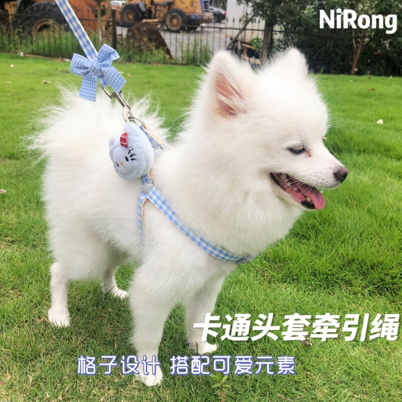 OIMG puppy leash dog walking leash puppy Teddy Bichon Pomeranian anti-breakaway dog leash dog leash cute when going out KT doll Taotaoyao powder 99.99% comfort S size 2-7 pounds