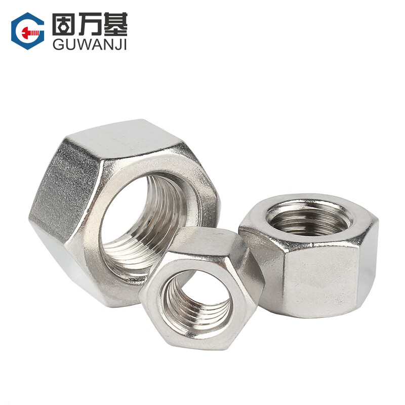 Guwanji 304 stainless steel thickened nut hexagonal nut screw nut large national standard GB6175 fastener M3 100 pieces thickness 2.4mm