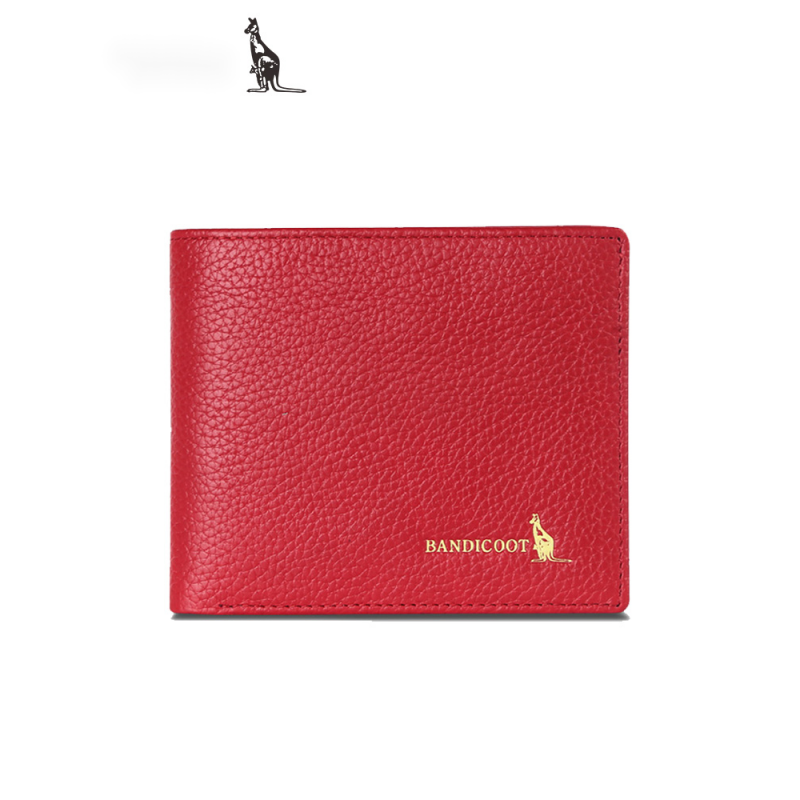 Kangaroo light luxury simple leather wallet women's short ins Chinese Valentine's Day simple fashion small coin purse women's thin red