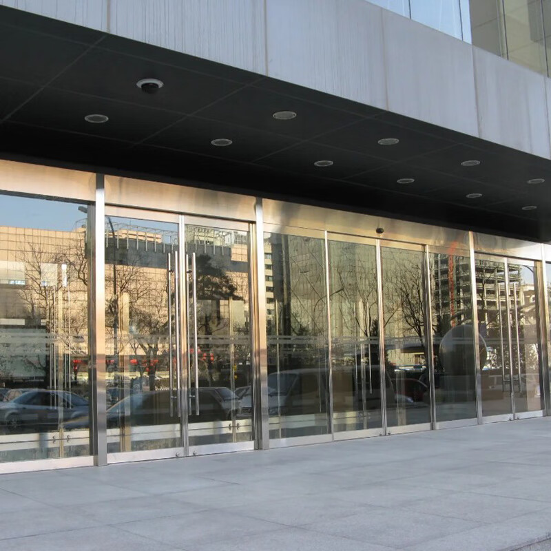 Face fingerprint password swipe card glass sensor door office building shopping mall hotel automatic sensor glass door manufacturer gray