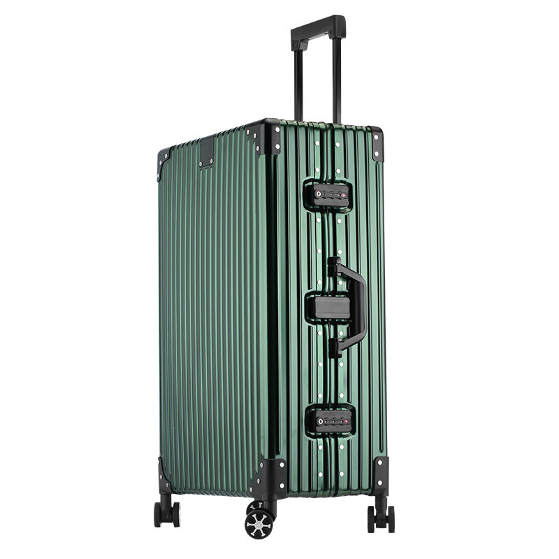 Uniamog German brand all-aluminum magnesium alloy boarding case suitcase aluminum frame trolley case metal suitcase password leather case parrot green - collector's model trolley thickened wheel reinforcement 26 inches / need to be checked - upgraded and thickened for strong pressure resistance