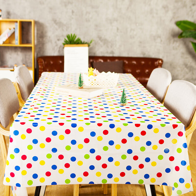 Monkey Dafu disposable tablecloth plastic PEVA printed birthday party Christmas tablecloth thickened plastic rectangular blue plaid 137*274cm 1 piece