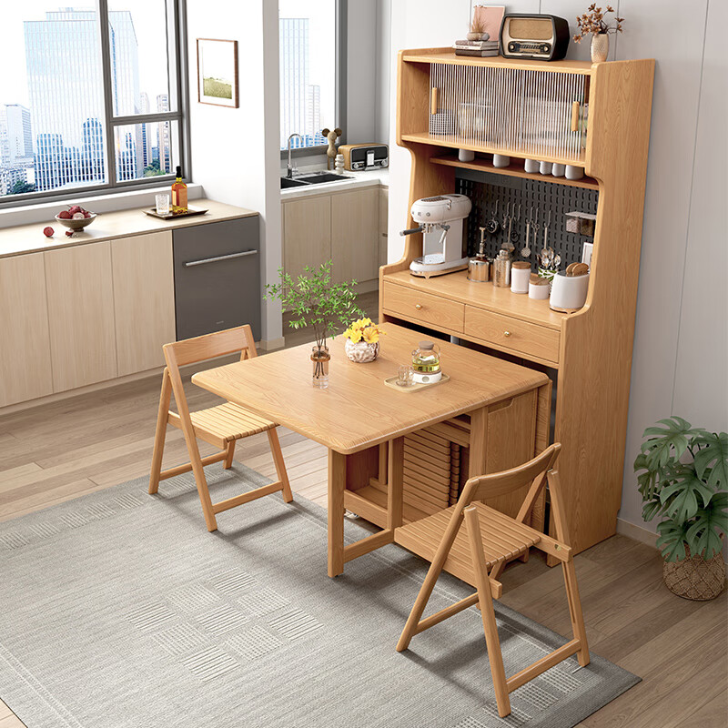 Senneng solid wood sideboard dining table integrated wall storage cabinet wine cabinet modern simple storage cabinet kitchen with dining table side cabinet 87CM sideboard