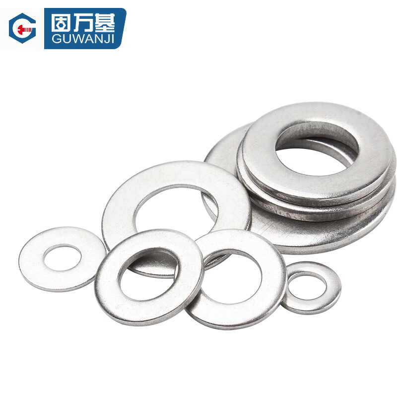 Guwanji 304 stainless steel flat gasket washer round ultra-thin metal screw enlarged and thickened meson washer national standard M2*4.5*0.5 (200 pieces)