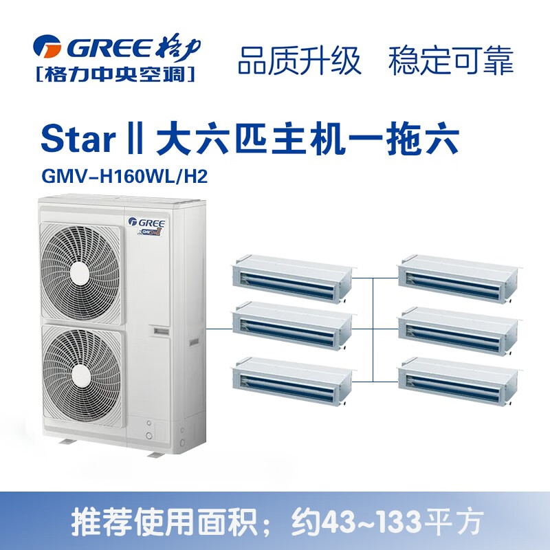 Gree Central Air Conditioning StarII Second Generation Full DC Frequency Conversion New Level Energy Efficiency Home Multi-connection Package Package Auxiliary Material Package Installation New Tail Cargo Aircraft Second-hand GMV-H160WL/H2 Large 6 HP One to Six