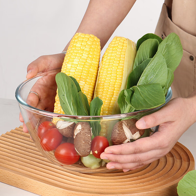 Baijie glass bowl, fruit salad bowl, glass basin and basin, transparent bowl, egg basin, baking bowl, salad bowl 2700ML