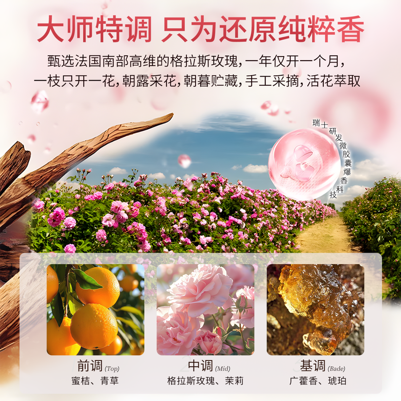 Yaros rose fragrance laundry detergent, sterilizing and removing mites, deep cleansing, long-lasting fragrance, smooth and protective clothing, 4 pounds of underwear