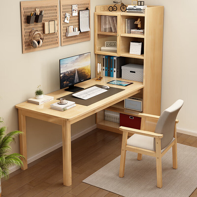 Kao solid wood corner desk bookshelf integrated computer desk home bedroom office study table 9000# 1 meter table