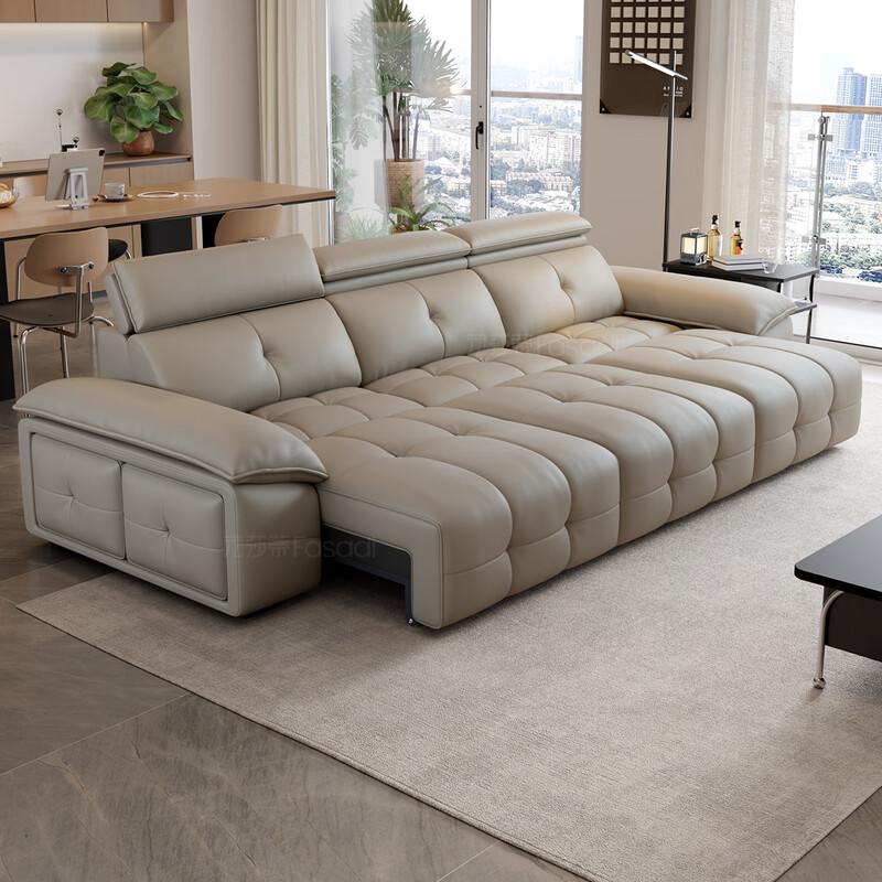 Fasati Government Subsidies Italian Minimalist Lawrence Zero Wall Electric Functional Sofa First Layer Cowhide Sofa SF1219 Leather Three Electric 3.1 Meter Single Support Single + Single + Single Support Single Flagship Version New Space Sitting 3.0mm Ultra Thick Semi-Green First Layer Cowhide