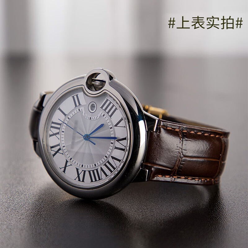 Fashionable Cartier watch strap Cartier blue balloon strap for men and women genuine leather strap blue balloon strap folding buckle black silver buckle 12.20mm