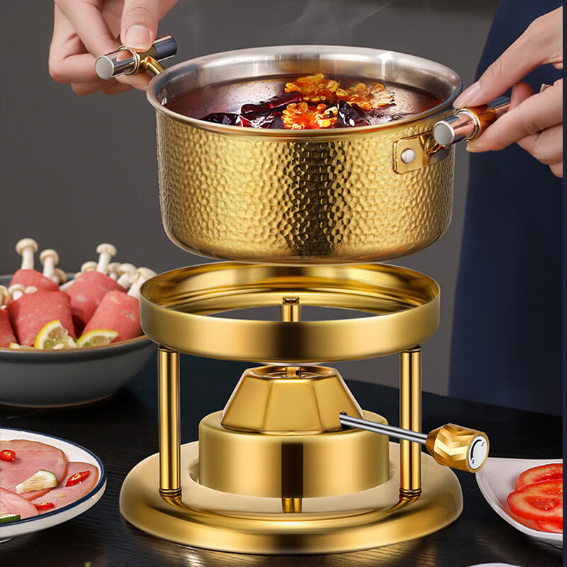 维纳仕304不锈钢充气小火锅一人一锅商用燃气瓦斯炉单人小型火锅炉八代