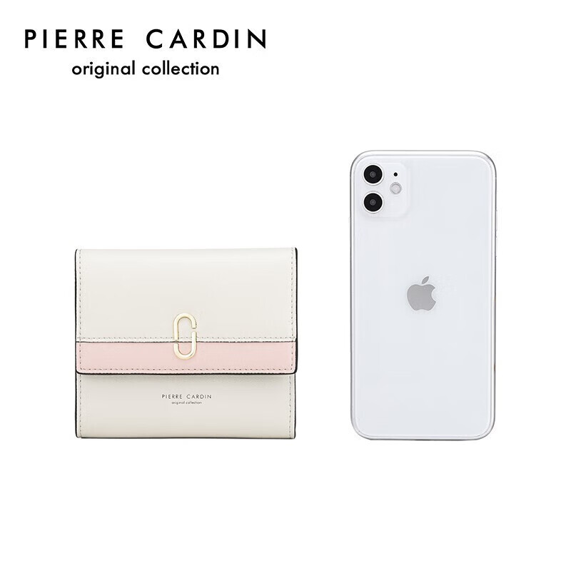 Pierre Cardin Women's Wallet Cowhide Short Card Holder Women's Coin Purse Gift Box Valentine's Day Gift for Wife