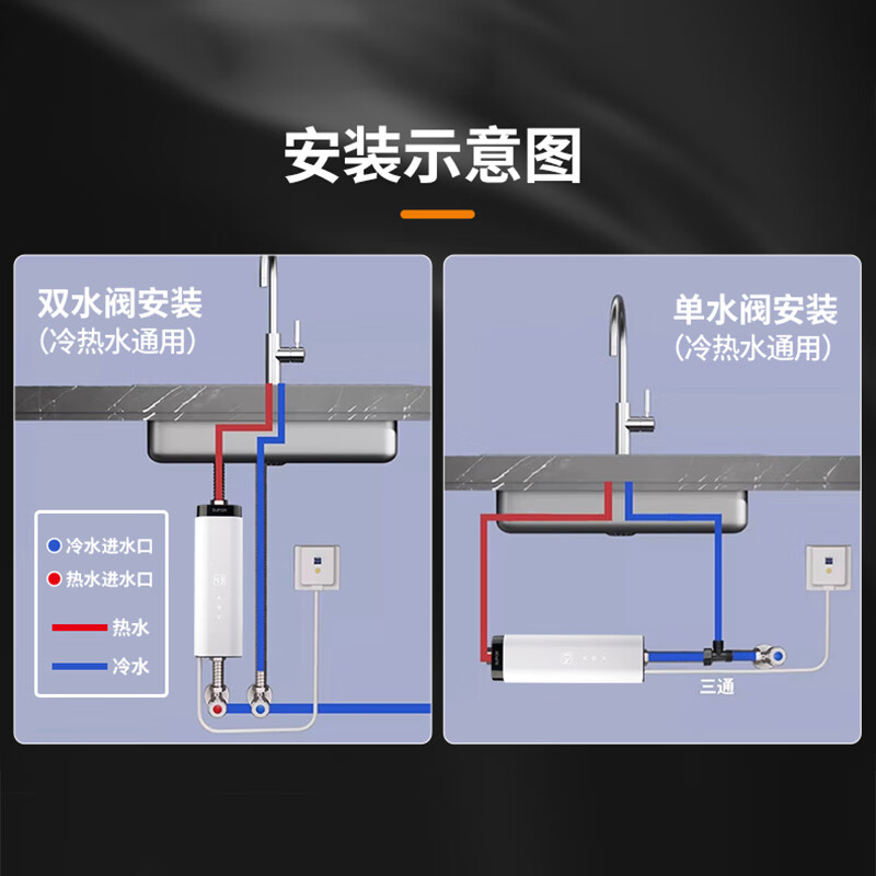 SUPOR instant heating small kitchen treasure electric water heater 5500W three-speed variable frequency mini household instant heating without water storage S4