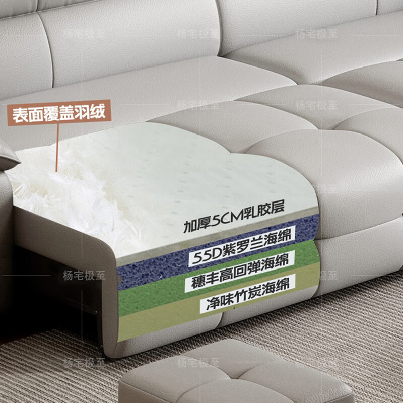 Yang Zhaiji electric sofa bed with zero wall function sofa living room Italian minimalist first layer cowhide Lawrence sofa new 3.70 four-seater + flip coffee table luxury version 2.8mm thickened first layer cowhide