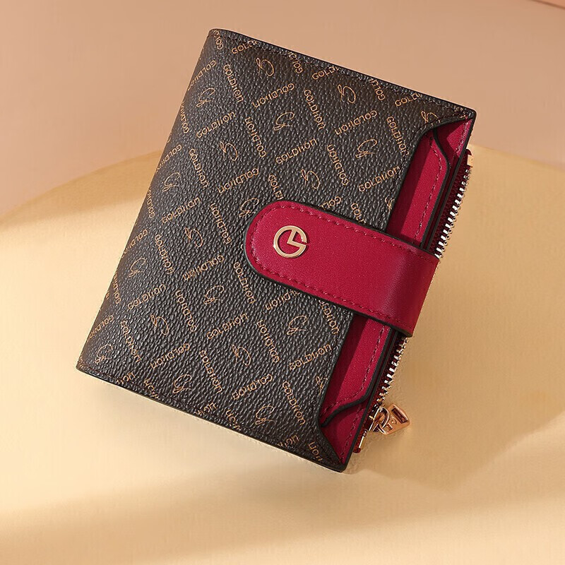 Goldlion Women's Wallet Women's Short Simple Vertical Coin Purse Gift Box New Year's Gift