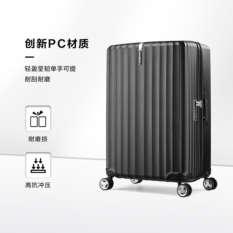 Samsonite Luggage 20-inch Trolley Case Fashionable Vertical Stripe Travel Bag Black GU9 Password Carry-on Case