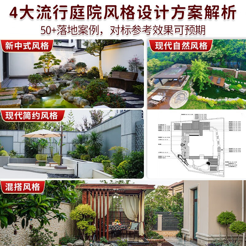 Complete Book of Courtyard Design and Construction Landscape Design Garden Landscape Courtyard Landscaping Villa Construction Renderings Construction Drawings CAD Courtyard Views