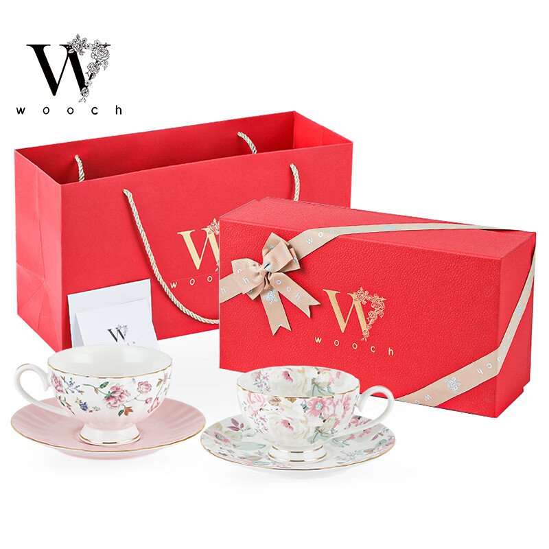 WOOCH Sweet Series Cups and Saucers Gift Boxes, Light Luxurious Exquisite Coffee Cups, Engagement Gifts, and Newlyweds Housewarming Souvenirs