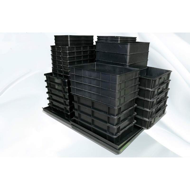 Thickened anti-static parts box plastic plastic turnover box electronic component box black tray square plate mobile phone material box black 01 (150*100*55mm)