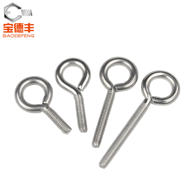 Baodefeng 304 stainless steel sheep eye screws with ring hook ring bolt nut closed ring screw M4M5M6M8M10 M3x25 10 pieces