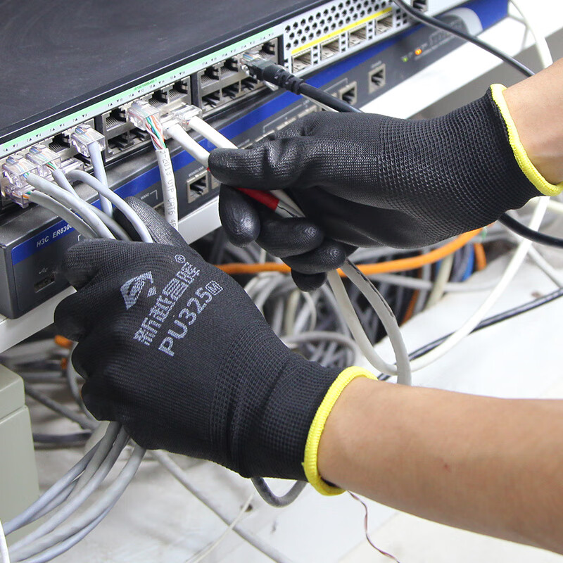 Xinyue Changhui PU nylon palm-coated labor protection gloves 12 pairs/one size wear-resistant coating anti-slip construction site work XY-S2231 black