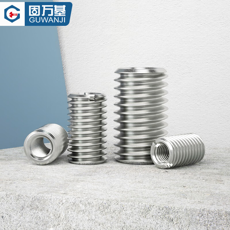 GUWANJI 304 stainless steel internal and external thread nut conversion self-tapping brace screw thread sheath national standard fastener collection M8*1.25*M10*1.5*15 5 pieces slotted