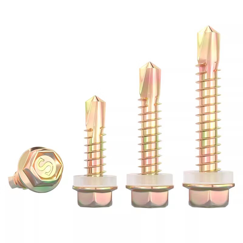 Tianzhuo Hardware national standard hard-plated galvanized external hexagon drill tail screws color steel tile dovetail screws self-drilling self-tapping M4.8M5.5M6.3 M4.8*20 50 pieces