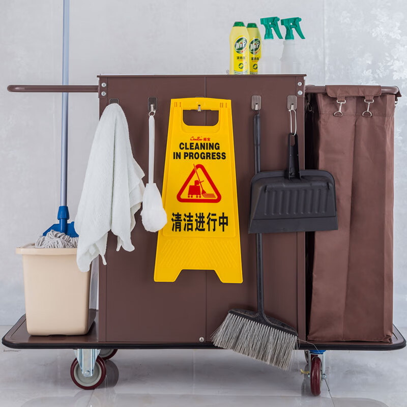 Hotel room multi-function hand push linen cart cleaning work cart cleaning cart bag room entrance hygiene service cart single side (4-inch ordinary wheel)