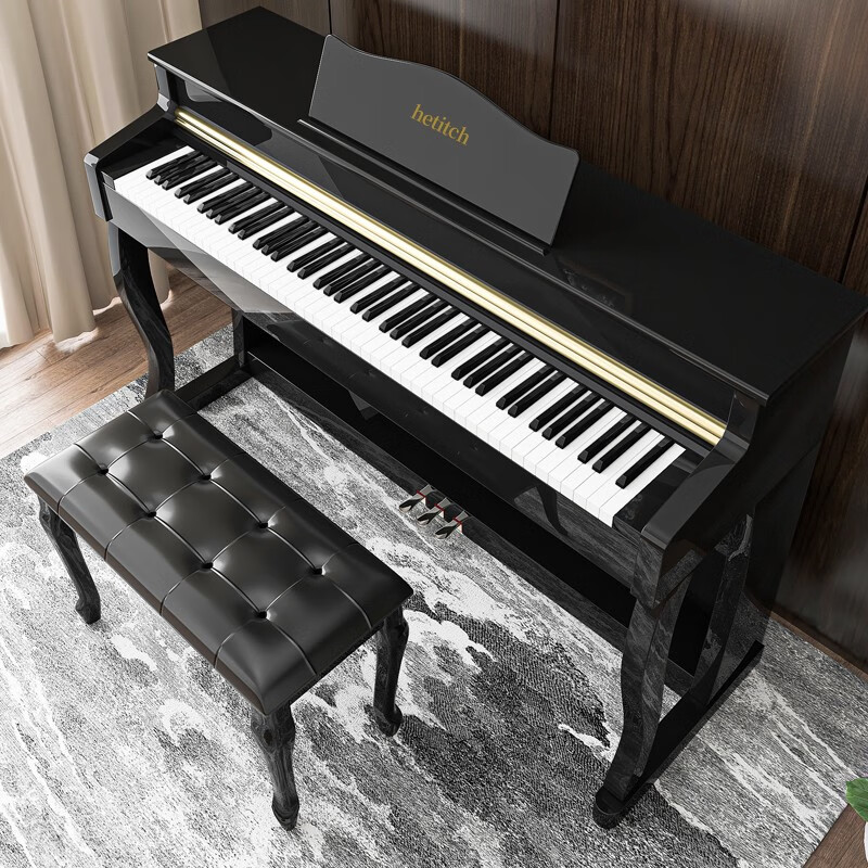 Hettich electric piano 88-key heavy hammer electronic piano for children, beginners, kindergarten teachers, professional adult home digital upright piano P-313 painted black - Bluetooth - full hammer - with piano stool