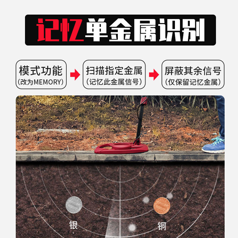 Yuwo metal detector underground high-precision gold, silver and copper detector outdoor archaeological ingot copper coin detection treasure hunt Red Magic 550 four modes, single identification