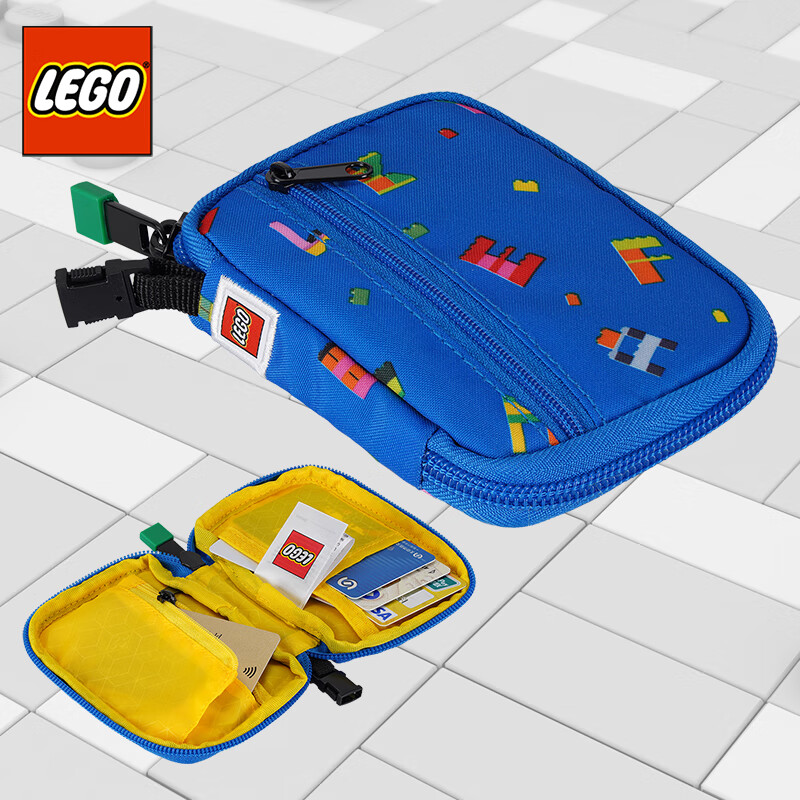LEGO card holder, small change bag, children's bus card holder, halter neck, easy to break off buckle, blue 20063