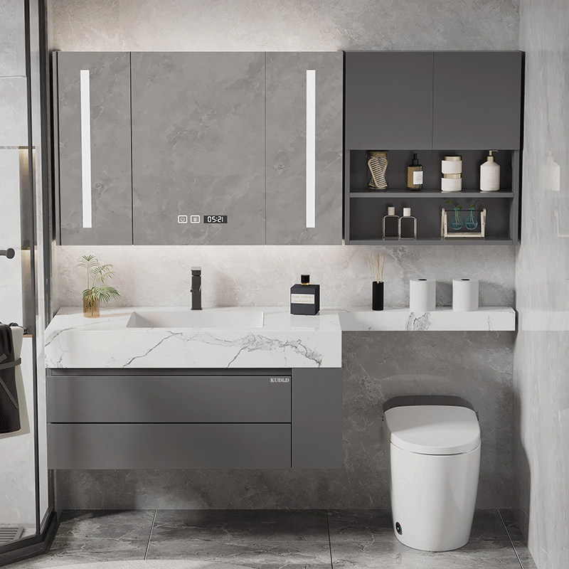 KUDLD German slate seamless ceramic integrated basin bathroom cabinet combination toilet extension smart washbasin hand wash basin right side cabinet (slate seamless basin) width 50cm 110cm (extension plate 70cm)