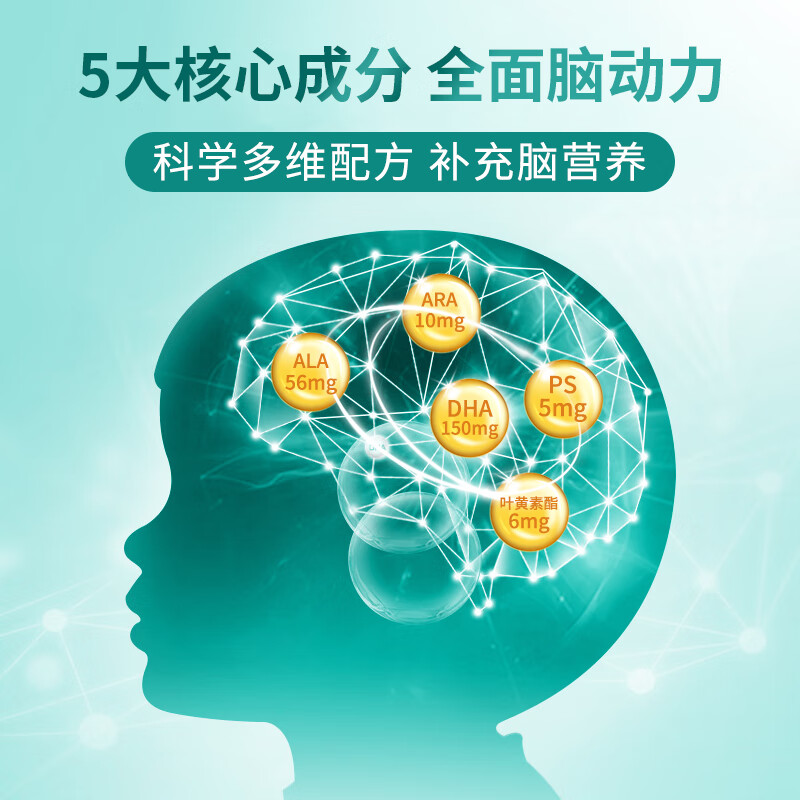 21 Gold Vitamin DHA Children's Algae Oil Lutein Nervonic Acid DHA Children 3-12 years old Students 6-18 years old Brain supplement to enhance memory, smart brain, active thinking 60 capsules * 3 boxes