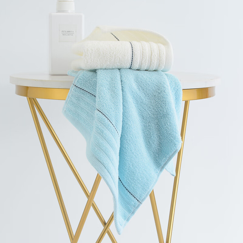 Jie Liya (Grace) Xinjiang long-staple cotton towel 2 pack household soft pure cotton absorbent face washcloth 60*30cm blue + rice