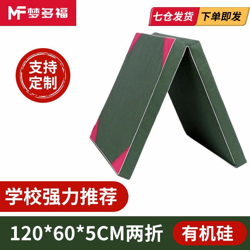 Mengduofu Gymnastics Mat Folding Thickened Sit-Up Mat High Jump Mat School Nap Student Physical Test Training Protective Mat Two-fold International Canvas 120*60*5cm Green Gymnastics Mat