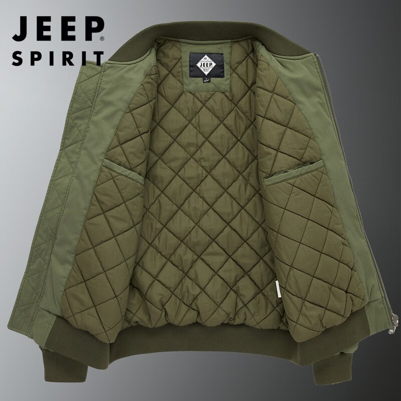 JEEP SPIRIT Jeep flagship thick bomber jacket men's autumn and winter outdoor leisure pure cotton washed cotton and thickened cotton jacket dark blue (cotton and thickened) XXL /150-170 catties
