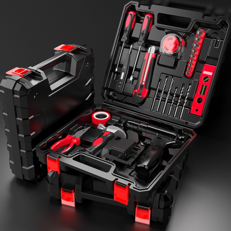 Anjieshun household tool box set hardware tool set multi-functional home electrician woodworking combination tool new 82-piece luxury tool box