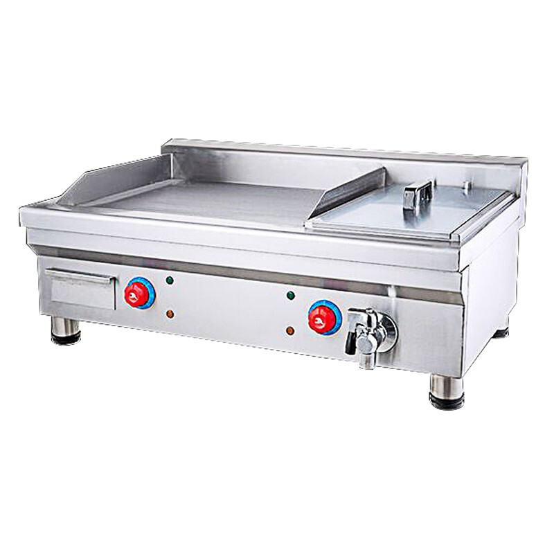 Hotkitch electric griddle, commercial large-scale hand-grilled cake machine, desktop grilled steak, flat griddle, iron plate, squid, grilled cold noodles, enamel stainless steel gas griddle, stall snack equipment, 911S electric griddle + fryer