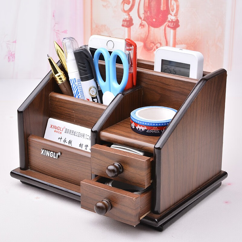 Fat scenery storage box wooden living room coffee table desktop pen holder glasses business card storage box creative office drawer-type storage box imitation mahogany pen holder storage box