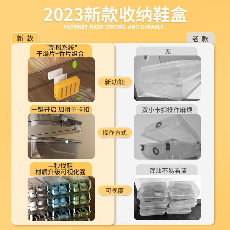 Meikejie Plastic Shoe Box Storage Box Transparent Shoe Box Shoe Cabinet Storage Shoe Rack Internet Celebrity Side Opening Storage Space Saving Thickening Small Size Comes with Drying Tablets + Scent Tablets Nado Gray 1 Trial Model Only One Single Shipment