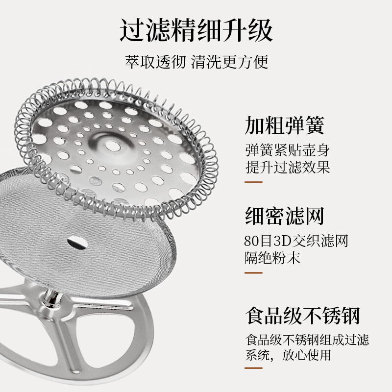 WCZ German French Press Pot Home Coffee Filter Tea Maker Set Cold Brew Coffee Filter Cup Flagship Model (Add Coffee Powder Measuring Spoon) 350ml